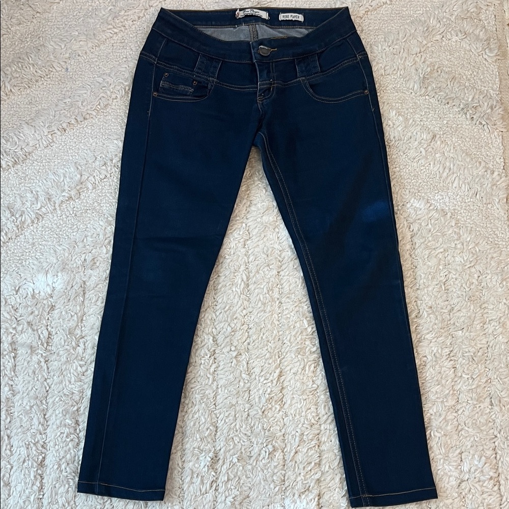 Rose Paleyer Premium Dark Navy Skinny Denim Jeans for Women - small